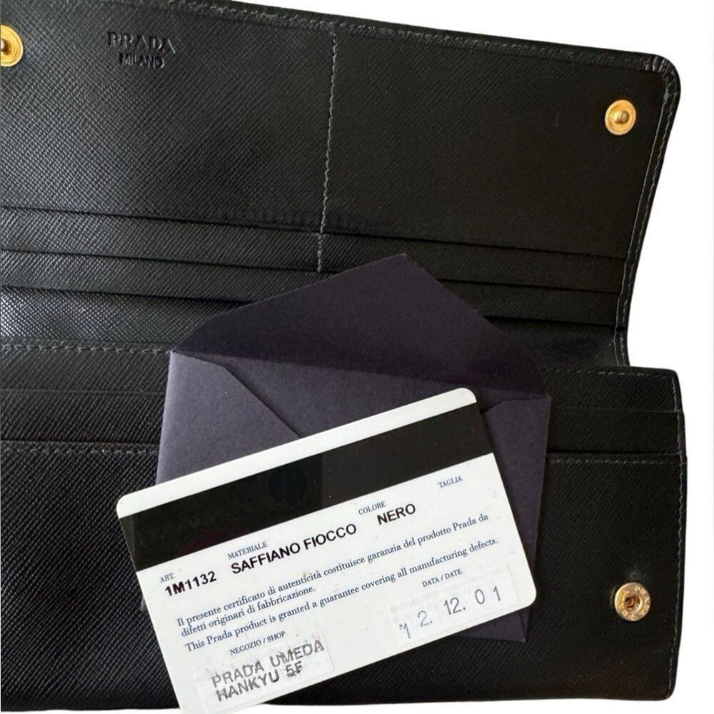 PRADA Black Saffiano Fiocco Leather Bow Continental Wallet with COA Included - Picture 6 of 9
